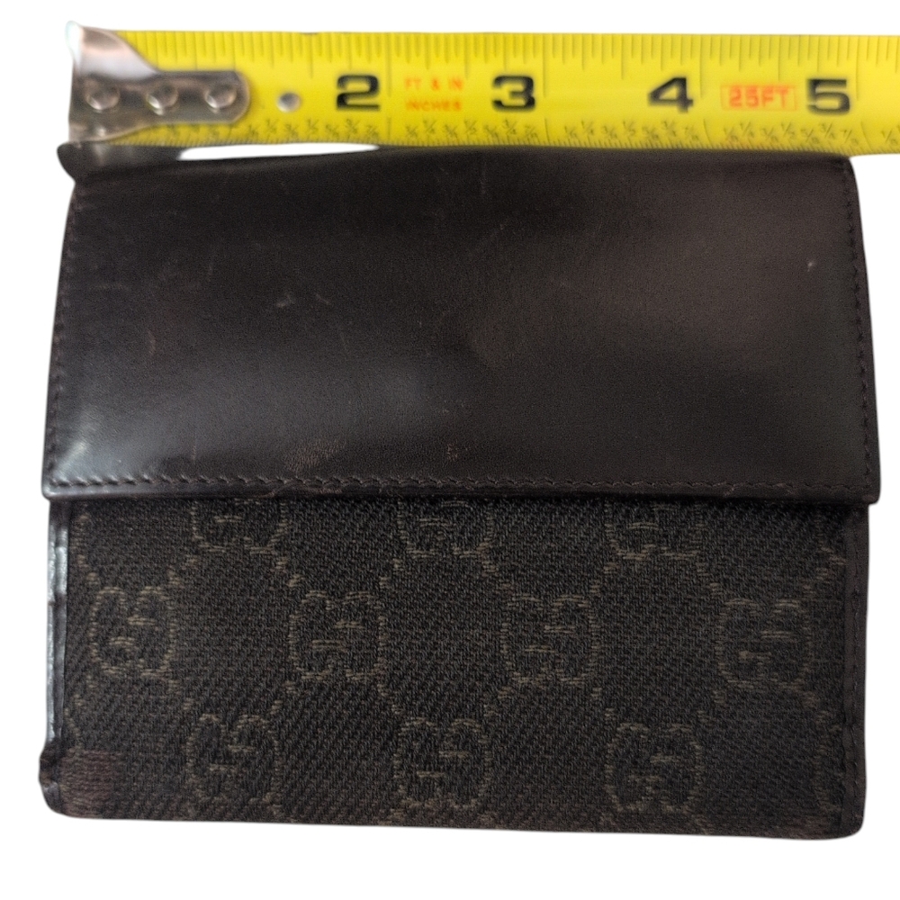 Gucci Black Brown Leather and Canvas Wallet Preloved Credit Card Men Women - Picture 13 of 15